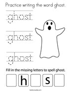 Practice writing the word ghost Coloring Page