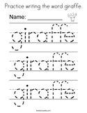 Practice writing the word giraffe Coloring Page