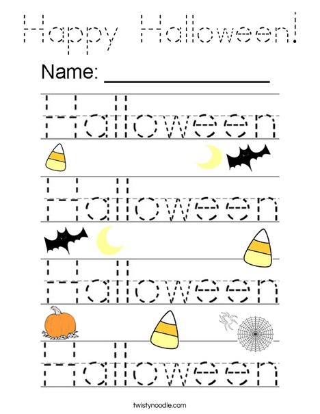 Practice writing the word Halloween. Coloring Page