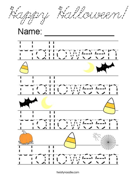 Practice writing the word Halloween. Coloring Page