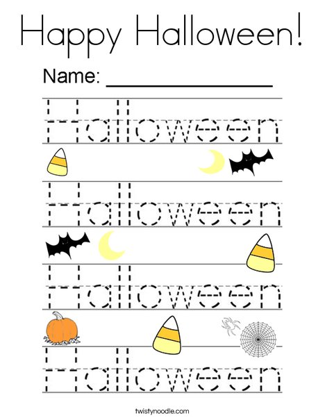 Practice writing the word Halloween. Coloring Page