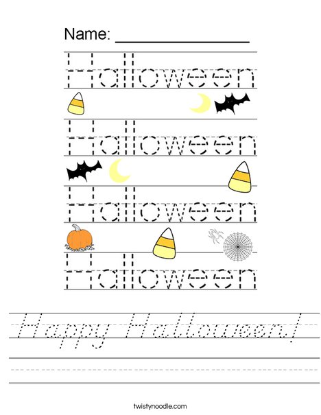 Practice writing the word Halloween. Worksheet