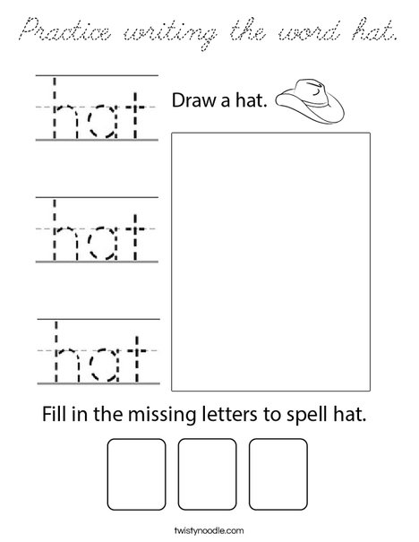 Practice writing the word hat. Coloring Page