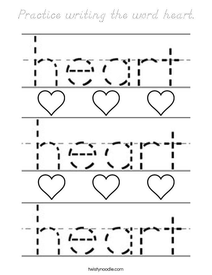 Practice writing the word heart. Coloring Page