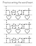 Practice writing the word heart Coloring Page