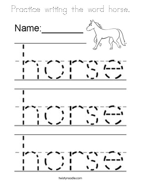 Practice writing the word horse. Coloring Page
