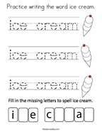 Practice writing the word ice cream Coloring Page