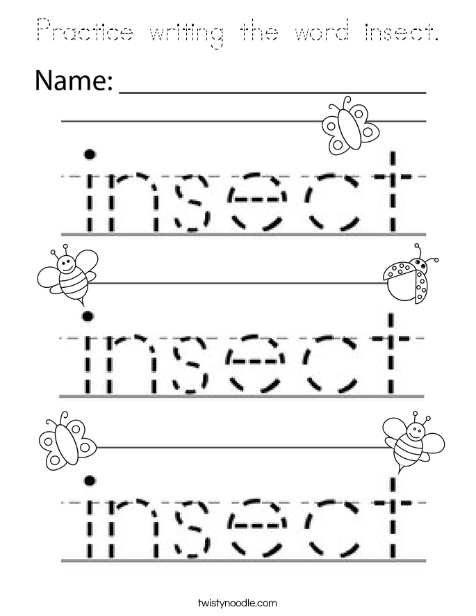Practice writing the word insect. Coloring Page