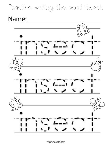 Practice writing the word insect. Coloring Page