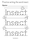 Practice writing the word insect Coloring Page