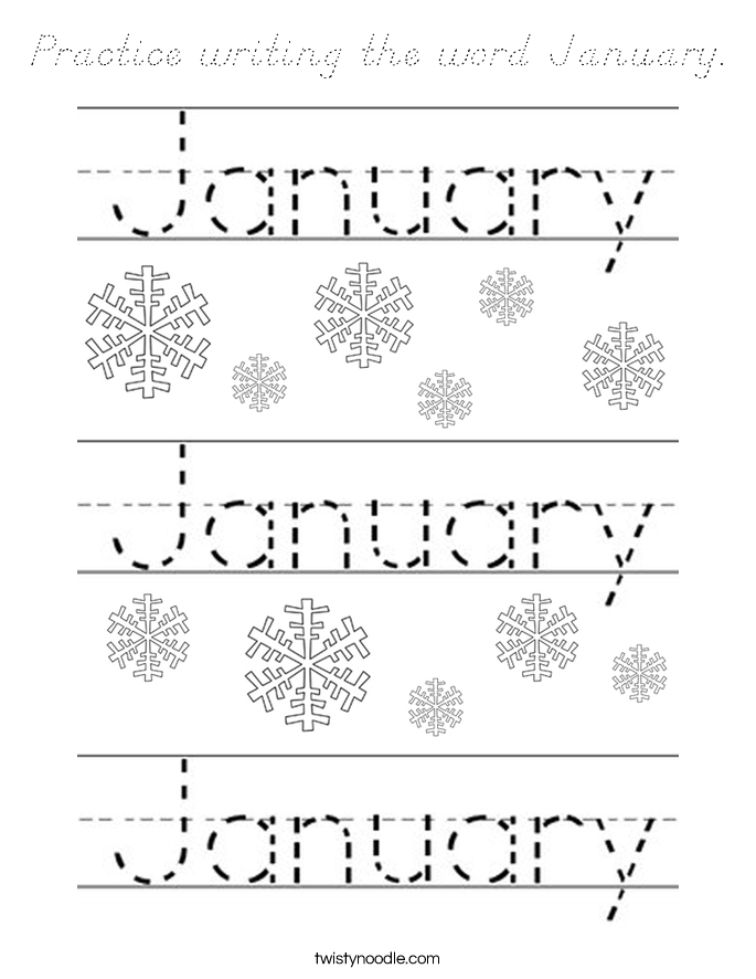 Practice writing the word January. Coloring Page