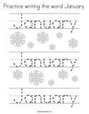 Practice writing the word January Coloring Page