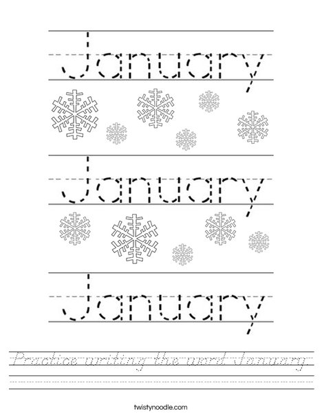 Practice writing the word January. Worksheet