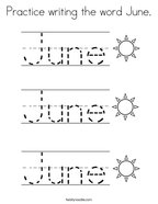 Practice writing the word June Coloring Page