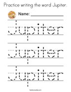 Practice writing the word Jupiter Coloring Page