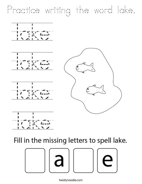 Practice writing the word lake. Coloring Page