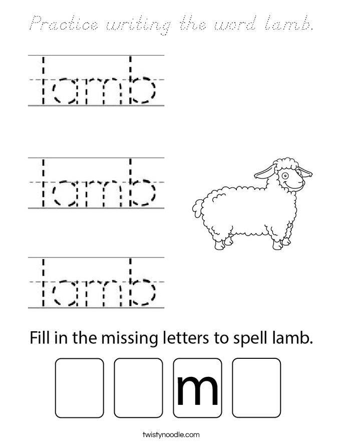 Practice writing the word lamb. Coloring Page