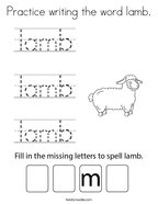 Practice writing the word lamb Coloring Page