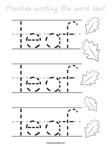 Practice writing the word leaf. Coloring Page