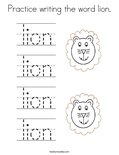 Practice writing the word lion. Coloring Page