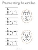 Practice writing the word lion Coloring Page