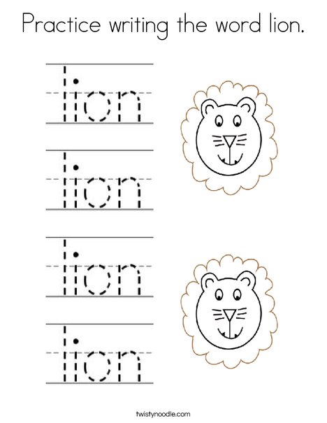 Practice writing the word lion. Coloring Page