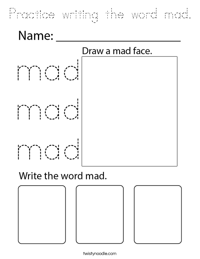 Practice writing the word mad. Coloring Page