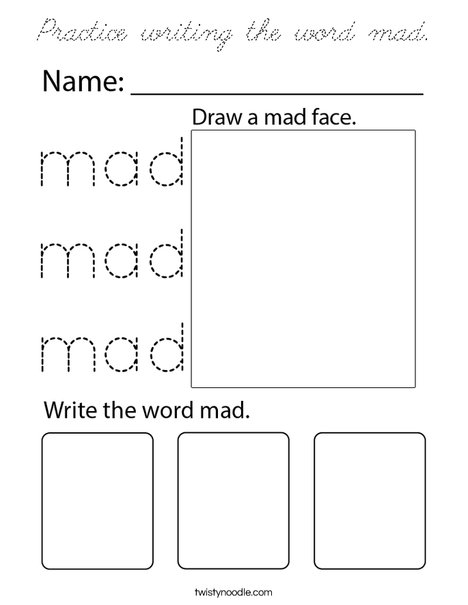 Practice writing the word mad. Coloring Page