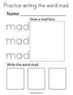 Practice writing the word mad Coloring Page