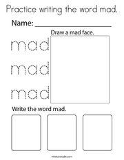 Practice writing the word mad Coloring Page