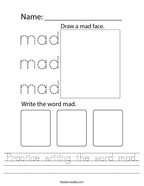 Practice writing the word mad Handwriting Sheet