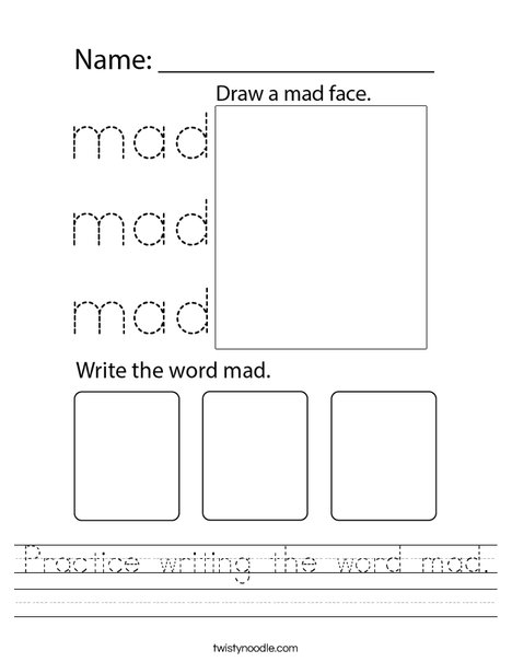 Practice writing the word mad. Worksheet