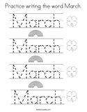 Practice writing the word March Coloring Page