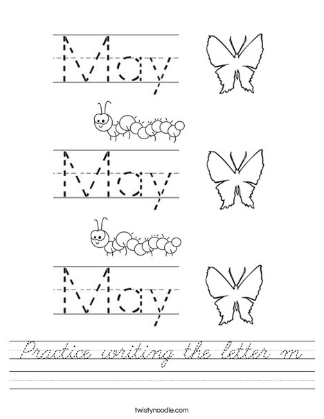 Practice writing the word May. Worksheet