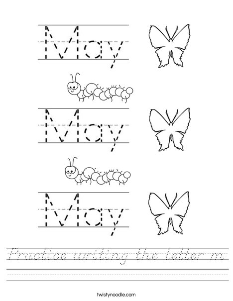 Practice writing the word May. Worksheet