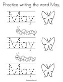 Practice writing the word May Coloring Page