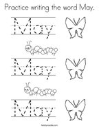 Practice writing the word May Coloring Page