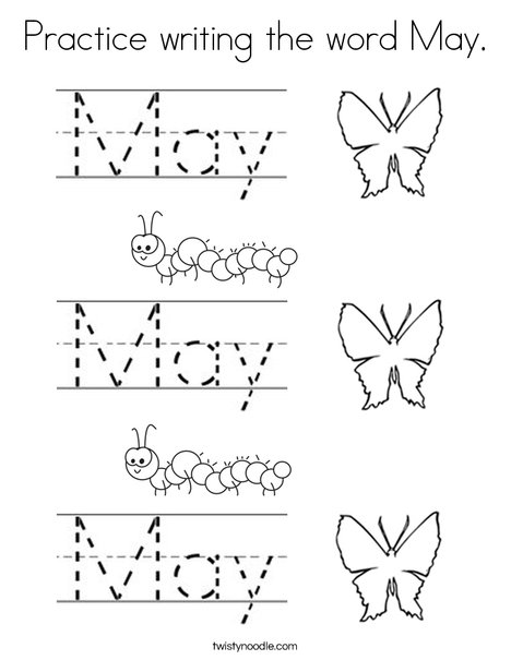 practice writing the word may coloring page twisty noodle