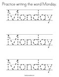 Practice writing the word Monday. Coloring Page
