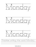 Practice writing the word Monday. Worksheet