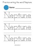 Practice writing the word Neptune. Coloring Page