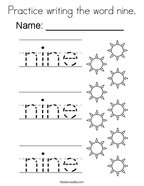 Practice writing the word nine Coloring Page