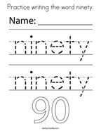 Practice writing the word ninety Coloring Page