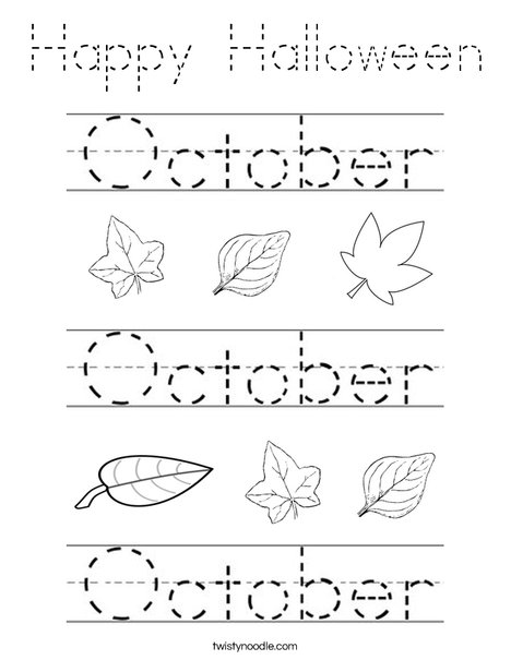 Practice writing the word October. Coloring Page