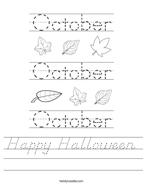 Practice writing the word October. Worksheet
