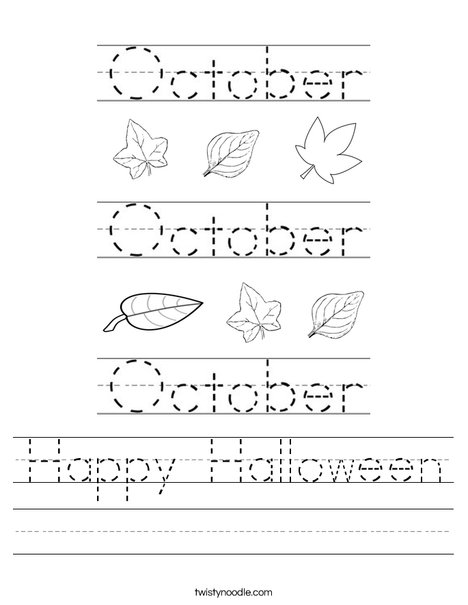 Practice writing the word October. Worksheet