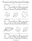 Practice writing the word October Coloring Page