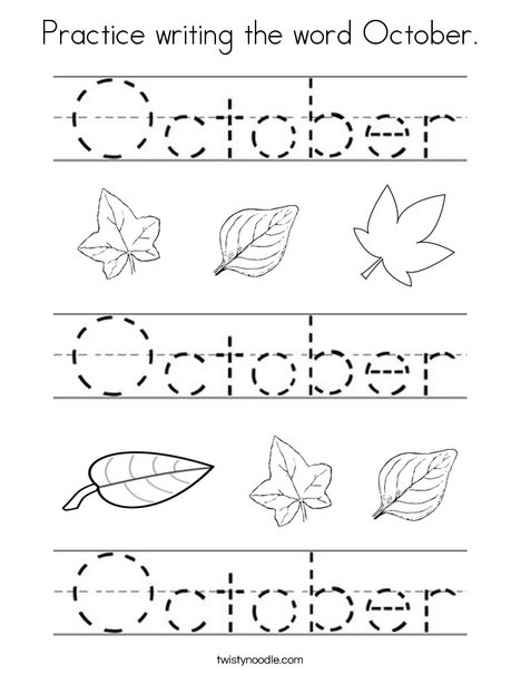 Practice writing the word October. Coloring Page