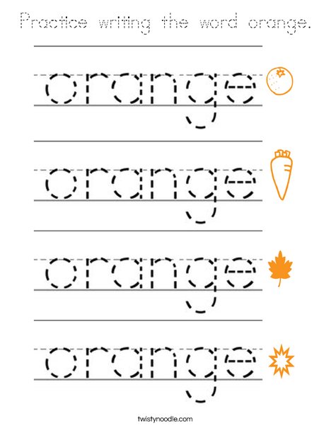 Practice writing the word orange. Coloring Page