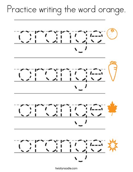 Practice writing the word orange. Coloring Page